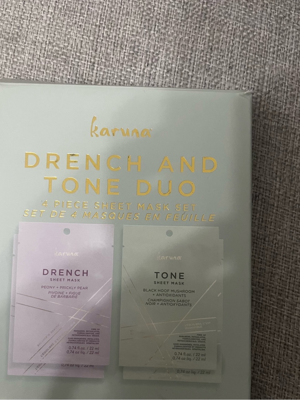 Karuna Drench and Tone Duo Sheet Mask Set — Pink & Light Green